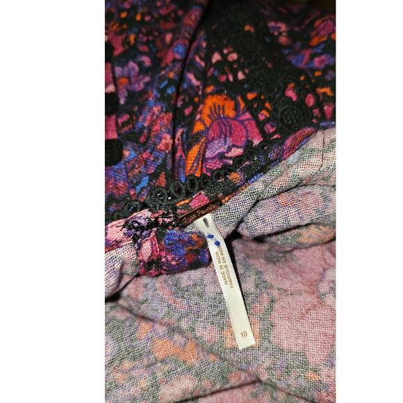 New Free People Miss You Floral Mini Halter Dress $250 Size 10 Purple Boho - Picture 5 of 5